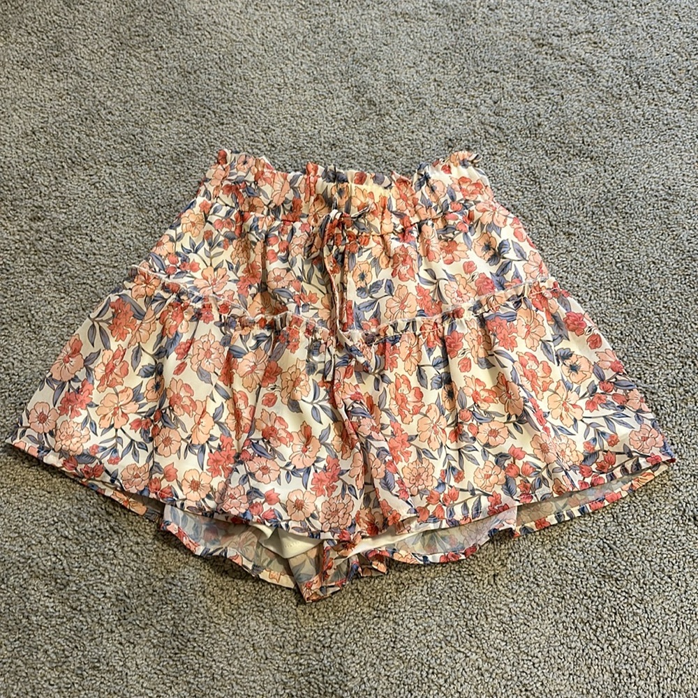 Floral ruffle skort - skirt with shorts